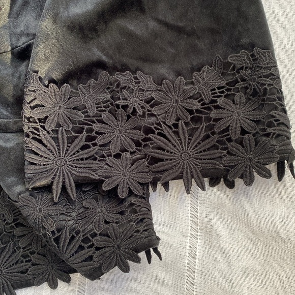 Mystree Black Velvet Wrap Jacket with floral embroidery. - Picture 5 of 10